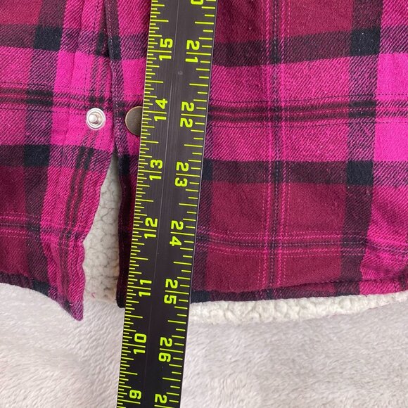 Place Women's Shirt Jacket XXL Burgundy Sherpa Lined Flannel Shacket Snaps Plaid - Picture 4 of 11
